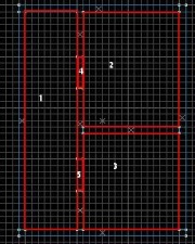 The default visleaf structure for the above scene. Note how leaf 2 cannot see leaf 3.