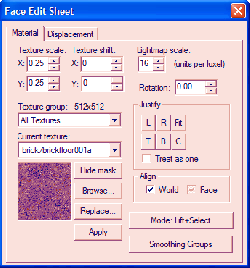 Hammer Face Edit Dialog