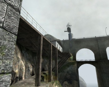 A Highway 17 bridge support and cliff path - click to enlarge