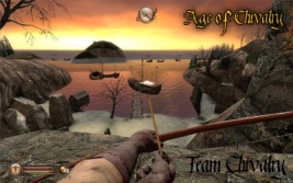Archer holding a longbow, looking out over the shoreline in the map "The Shore"