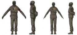 This model sheet shows the front and side views of the male and female resistance fighters from Half-Life 2.