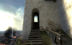 Before entering the dark area.