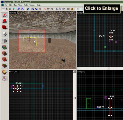  Select the fence model in the 3D view by clicking it, and then click and drag the fence in one of the lower views to move it.