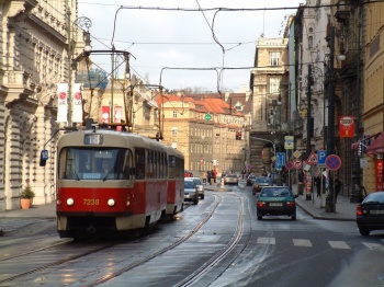 Busy street in Prague, Czech Republic. Click to enlarge.