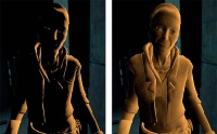 Alyx model showing Lambertian lighting (left) and Half Lambert lighting (right)