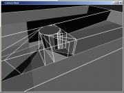 The same scene examined in glview. The world brush butchers the BSP, while the detail brush does nothing and is not even visible to the BSP (and consequently is not shown in glview).