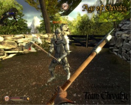 Knight with a doublehanded axe and the first person view of a Footmen with a halberd.