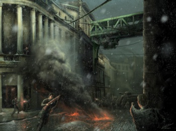 Resistance members assault a Rahmos patrol.