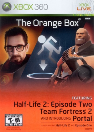Cover art for the Xbox 360 version of The Orange Box.