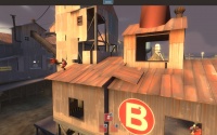 The Demoman and Soldier can reach the area, above Point B, in cp_gravelpit.