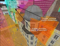 Trigger_multiples can be used to open and close areaportals and hide areas of a level.