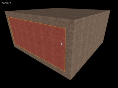 Vue 3D (en shaded textured polygons) avec un mur de sélectionné, noté qu'entre le plafond, le sols et les murs adjacents, il n'y à aucun espace.