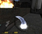 Leaking pipe that can frozen, allowing the player to climb over the wall