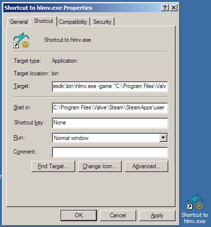 Creating a tool shortcut with the -game parameter to specify the game directory.