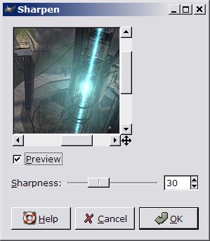 Sharpening dialog in GIMP