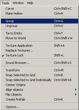 Selecting Group from the Tools menu.