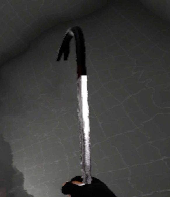 Example with crowbar, note that the top part is not lit.