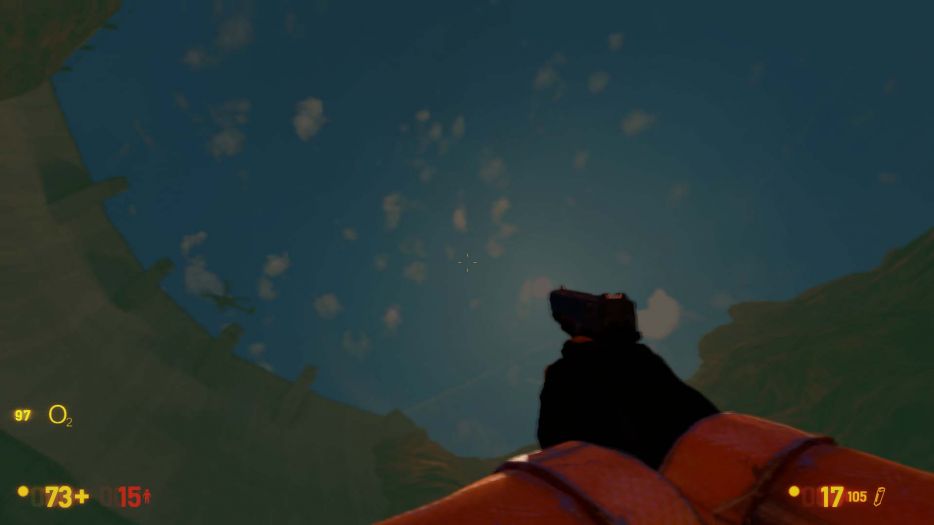 The player is underwater.