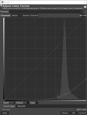 Curve to turn the roughness map into a mask on albedo