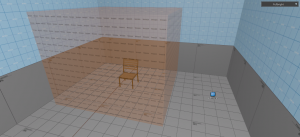 Complete level setup with the chair wrapped by a trigger and a point_script entity to the side of it