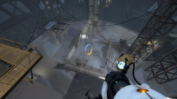 sp_a3_portal_intro, the underground conversion gel test. The platform the player is supposed to get to is hard to get gel on, so flying to it's a more viable option. The platform can be painted on, but doing so is tricky and still requires an increase of momentum.