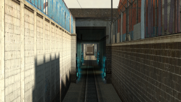 The railroad followed through. Due to the forcefields in the way, the player has to detour around them.