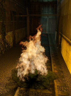 The modern particle-based fire effects, used in current versions of most games.