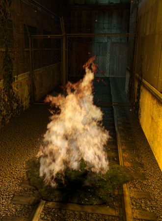 The modern, particle-based fire effects.