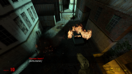 A chain reaction of explosive barrels.