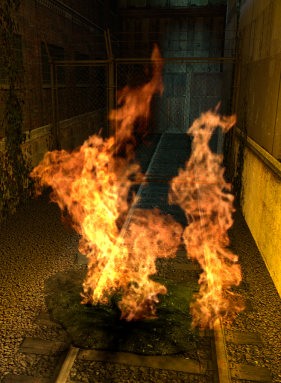 The classic sprite-based fire effects, used prior to Source 2007 and in modern HL2 if the "classic effects" setting is enabled.