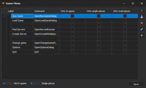 Game Menu Editor