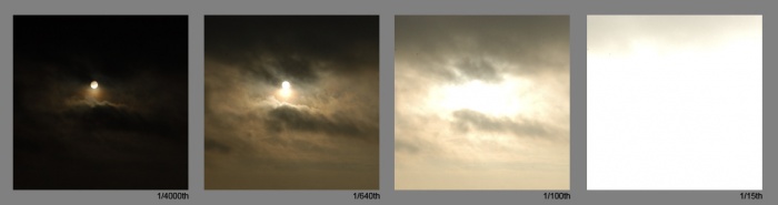 Фотографии неба с различной экспозицией.
