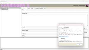 Screenshot of Harbinger 2 running on Microsoft Windows.