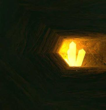 The actual scene (used dynamic yellow lighting for the crystal).