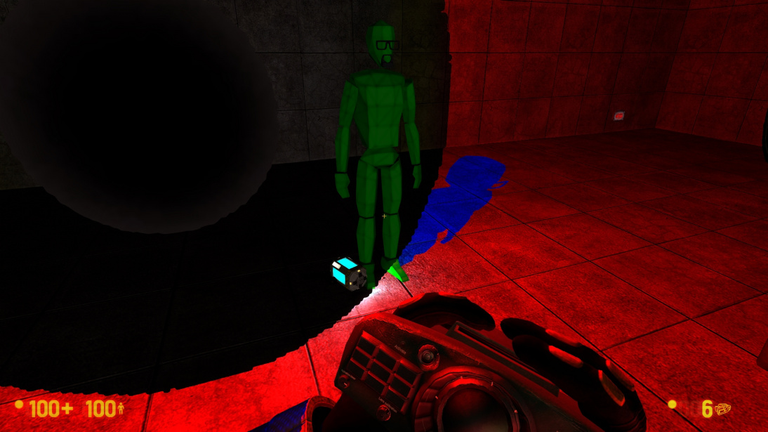 Dynamic light enabled behind wall with the texture, not using standart VRAD light.