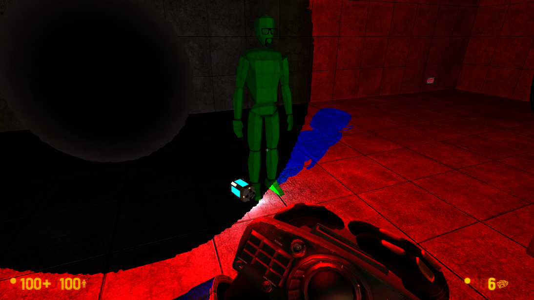 Dynamic light enabled behind wall with the texture, not using standart VRAD light.