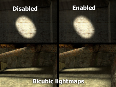 Bicubic lightmaps comparison - disabled and enabled.